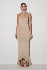 Celestino Floral Metallic Knit Maxi Dress - Gold