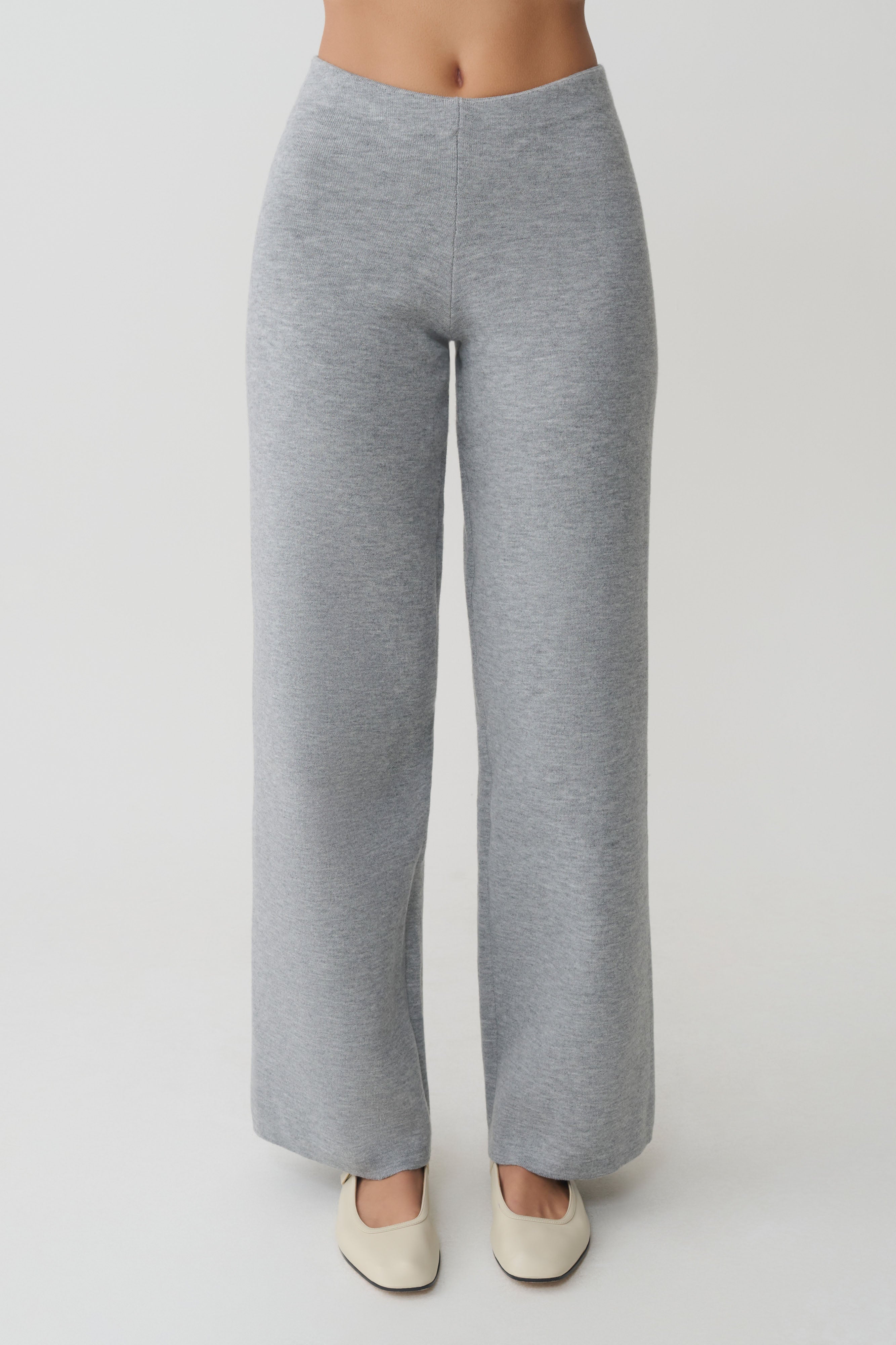 Kerrymae Straight Leg Knit Pants - Grey Marle