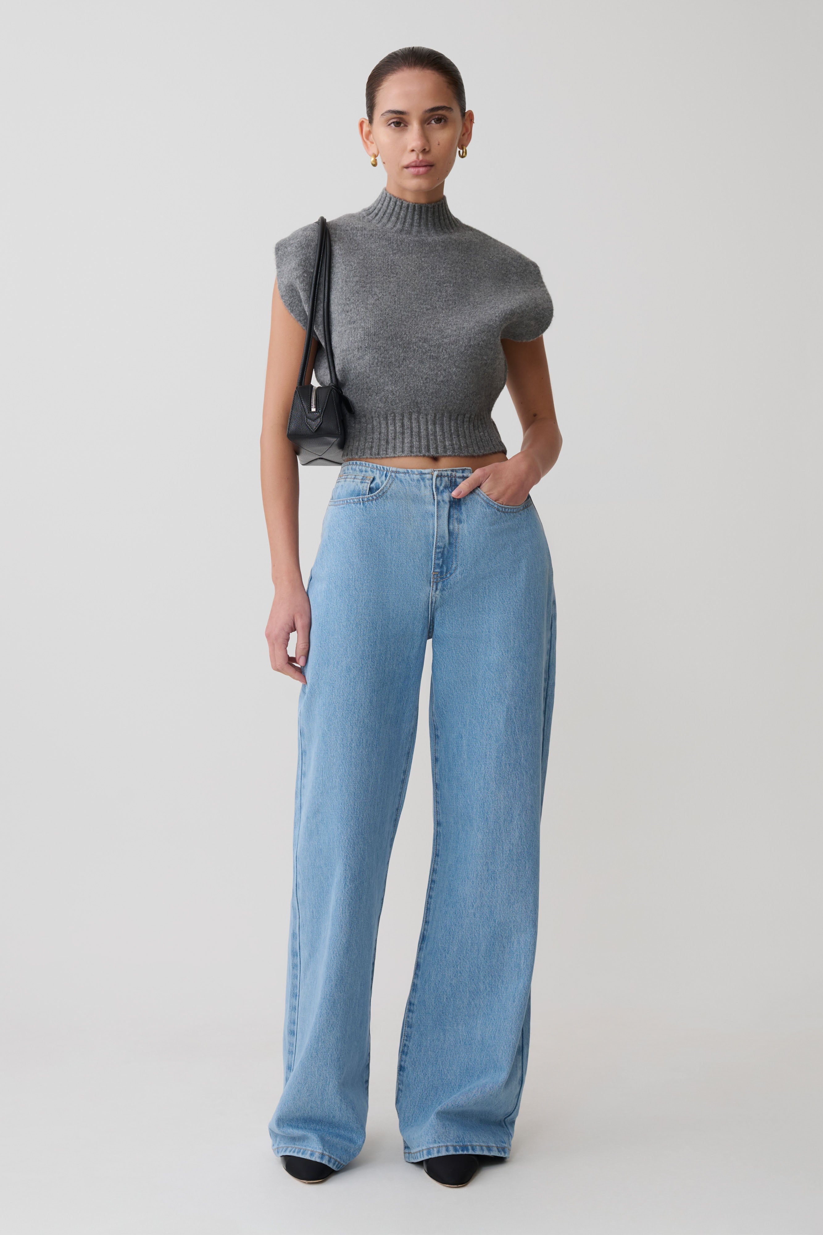 Niko Knit Oversized Top - Charcoal
