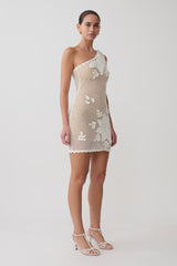 Barker Hand Crochet Knit Mini Dress - White