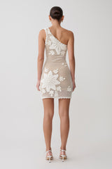 Barker Hand Crochet Knit Mini Dress - White