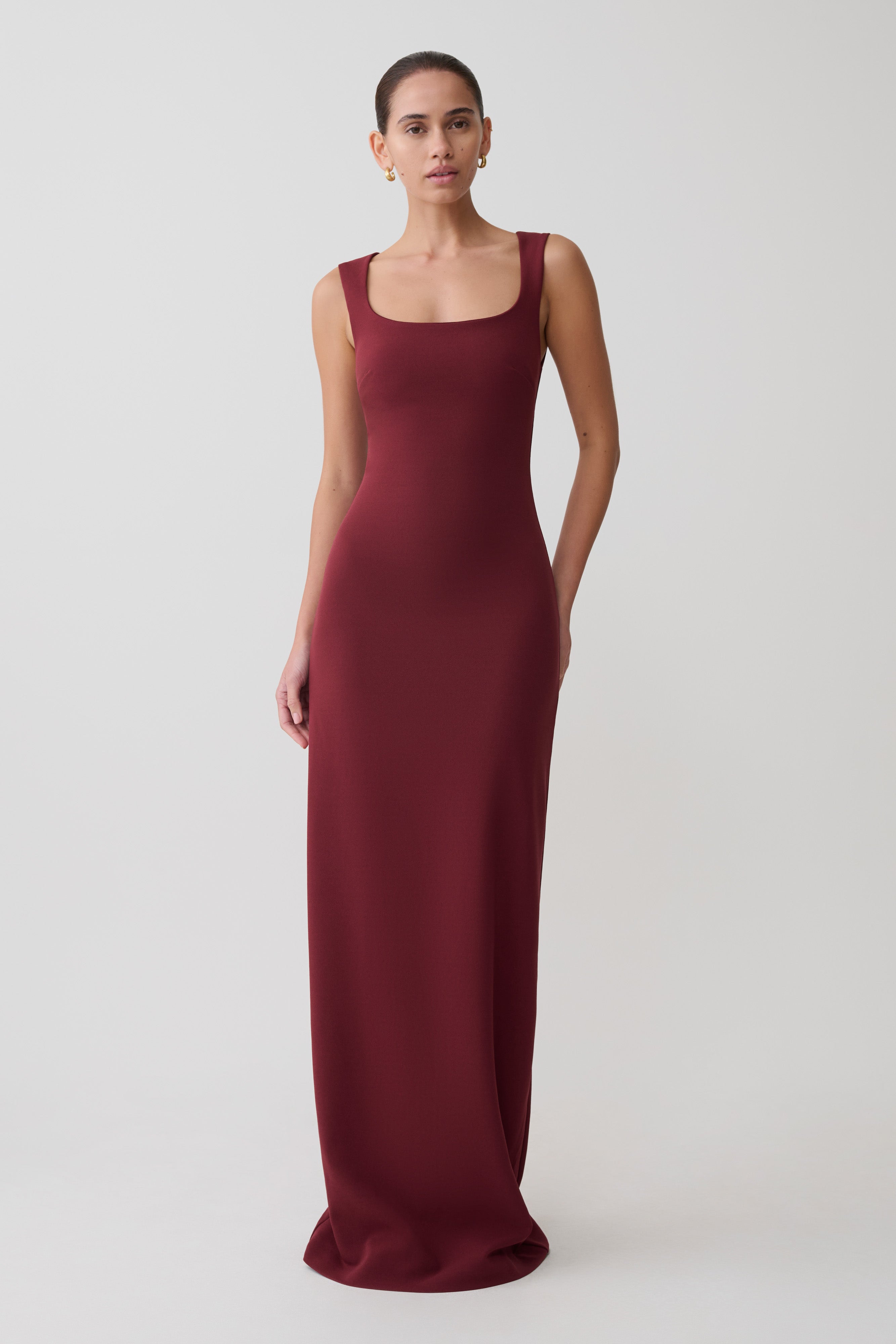Rhea Detachable Cape Jersey Maxi Dress - Wine