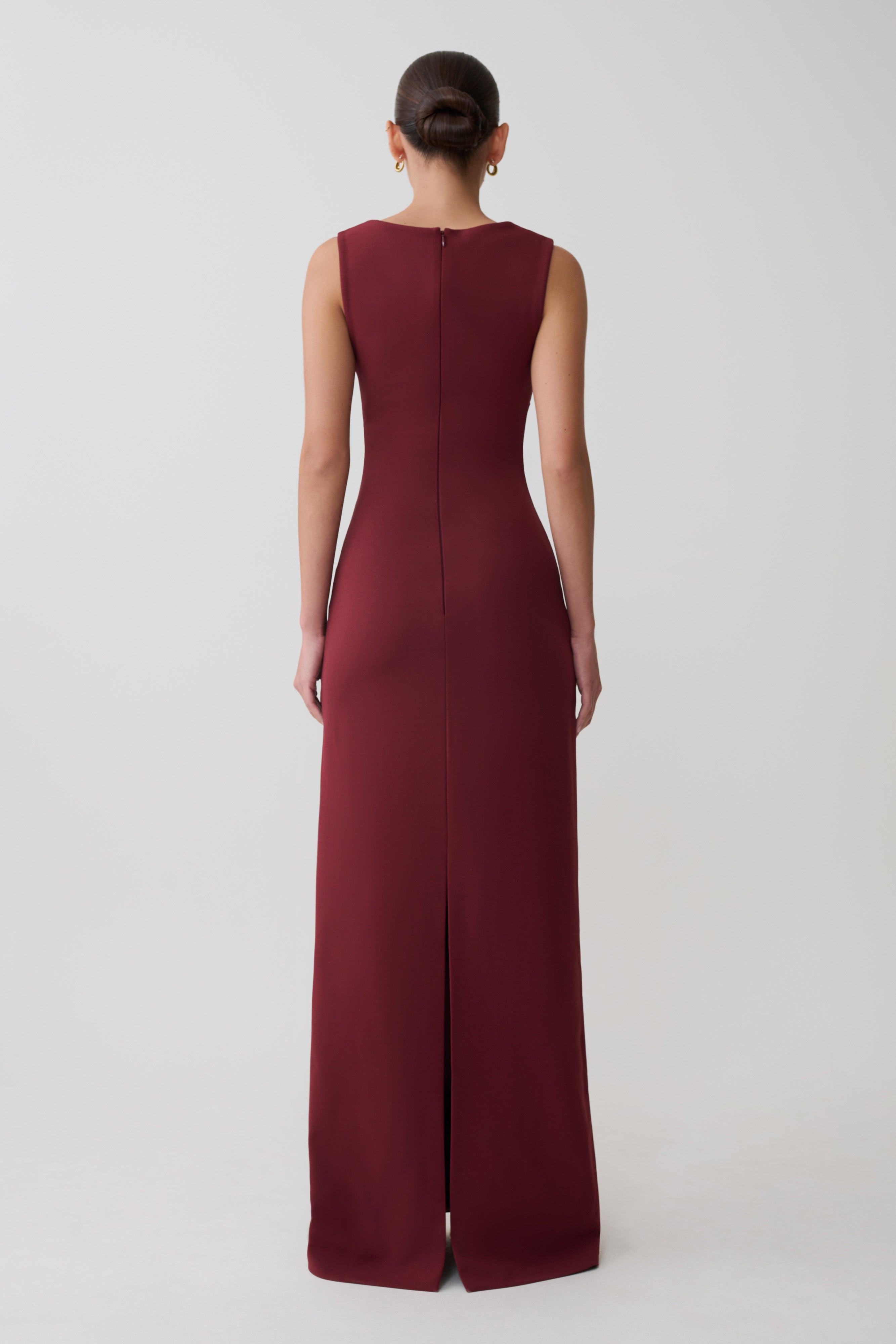 Rhea Detachable Cape Jersey Maxi Dress - Wine