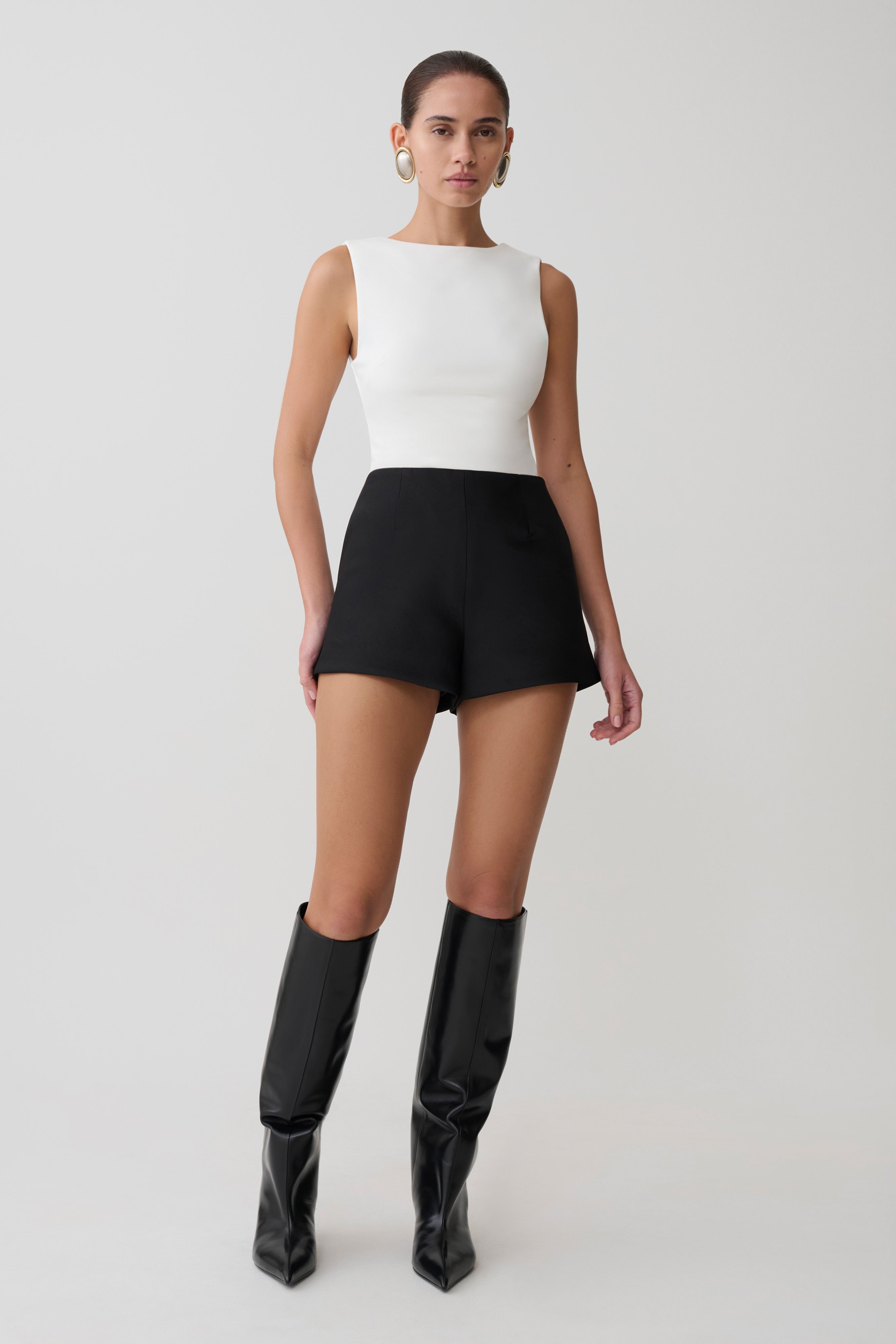 Kyra Open Back Scuba Crepe Top - White