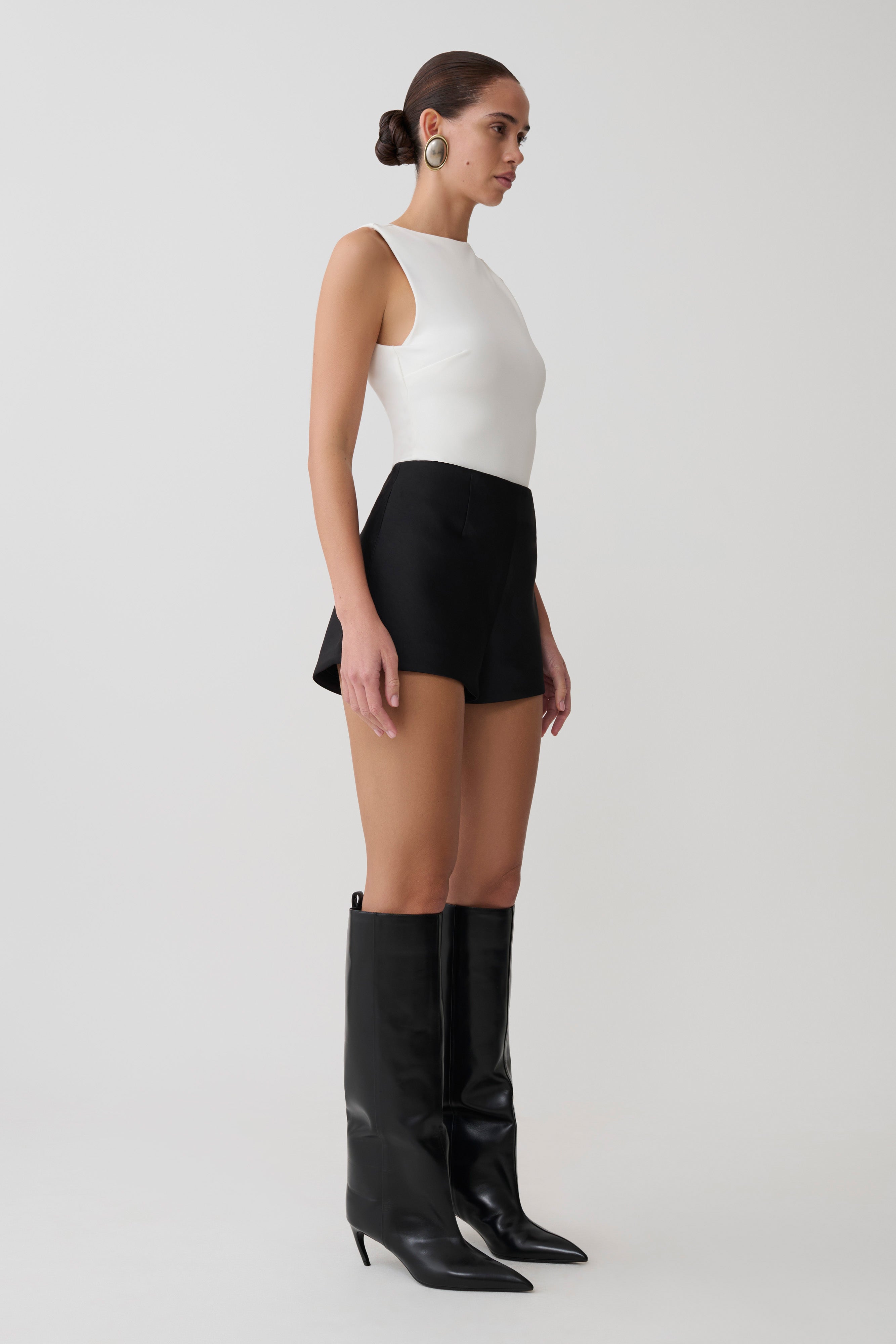 Kyra Open Back Scuba Crepe Top - White