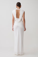 Giulia Chiffon Draped Maxi Dress - White