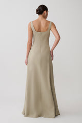 Salma Drop Waist Cotton Maxi Dress - Sage