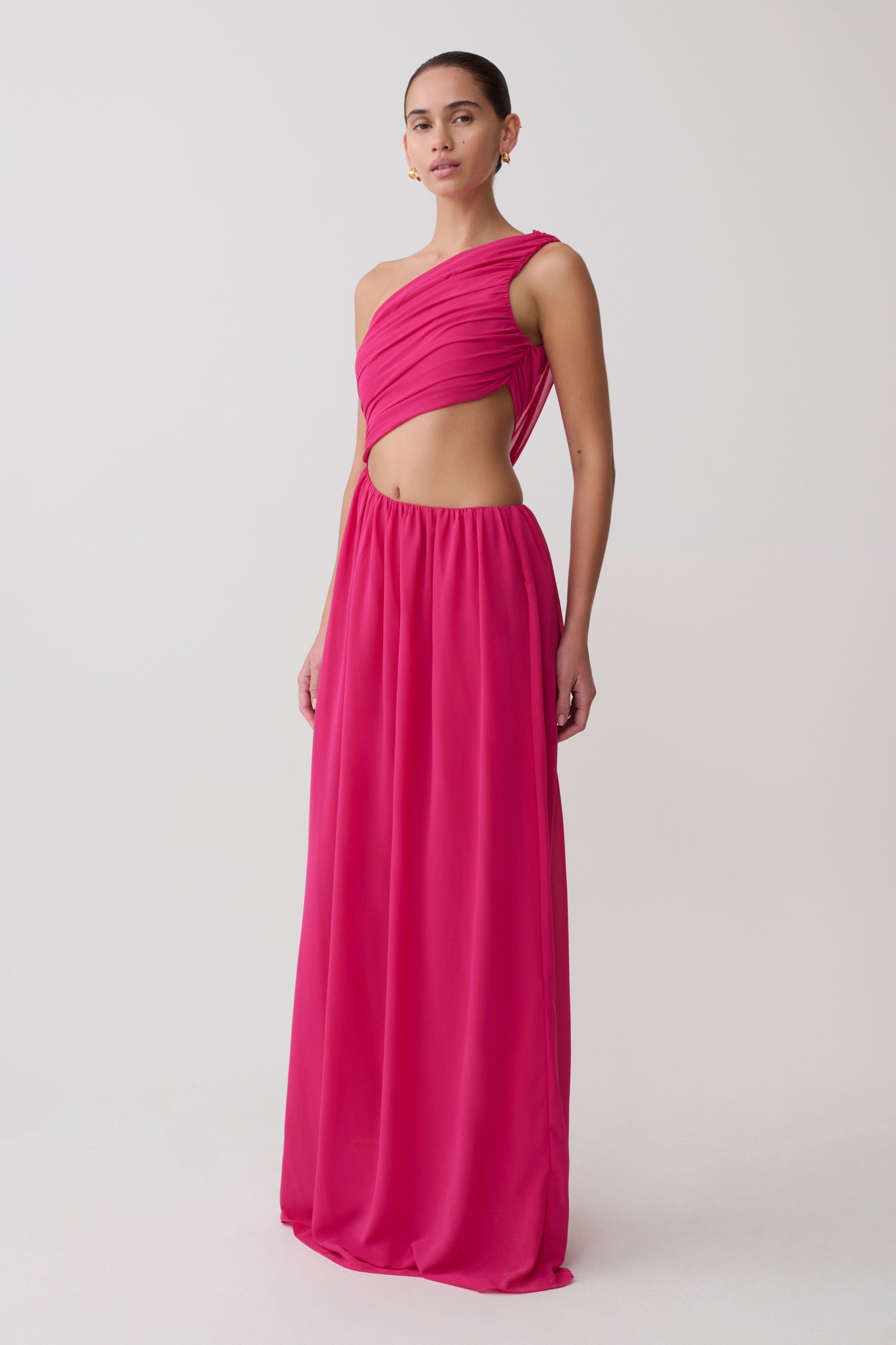 Aria Chiffon Cut Out Maxi Dress - Fuchsia