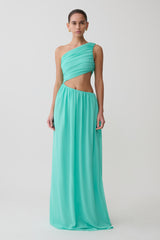 Aria Chiffon Cut Out Maxi Dress - Lagoon