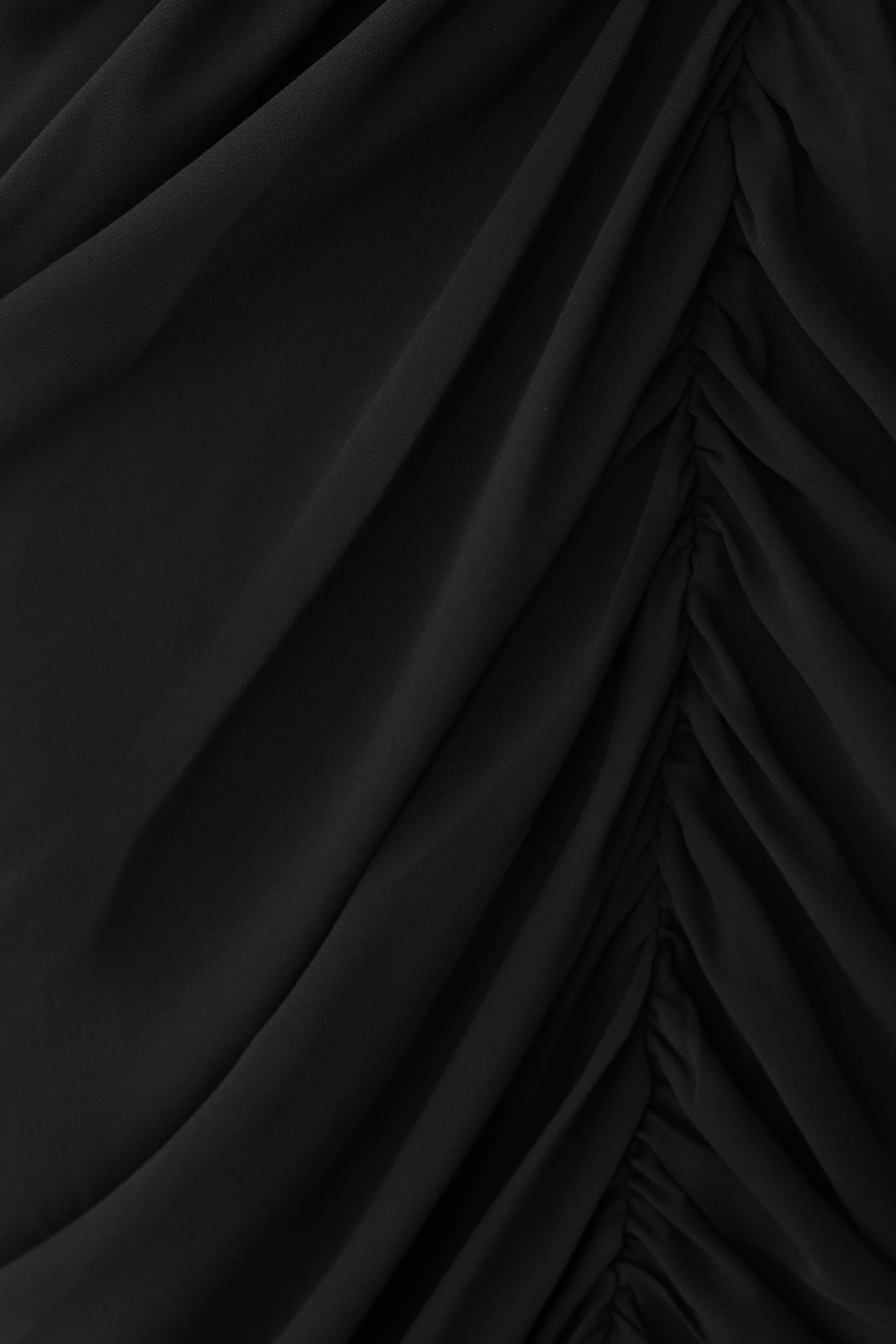 Micaela Chiffon Gathered Maxi Dress - Black