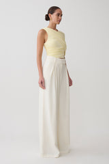 Adrienne One Shoulder Slinky Top - Lemon