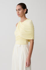 Adrienne One Shoulder Slinky Top - Lemon