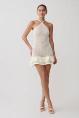 Carrisa Crochet Knit Mini Dress - White