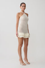 Carrisa Crochet Knit Mini Dress - White