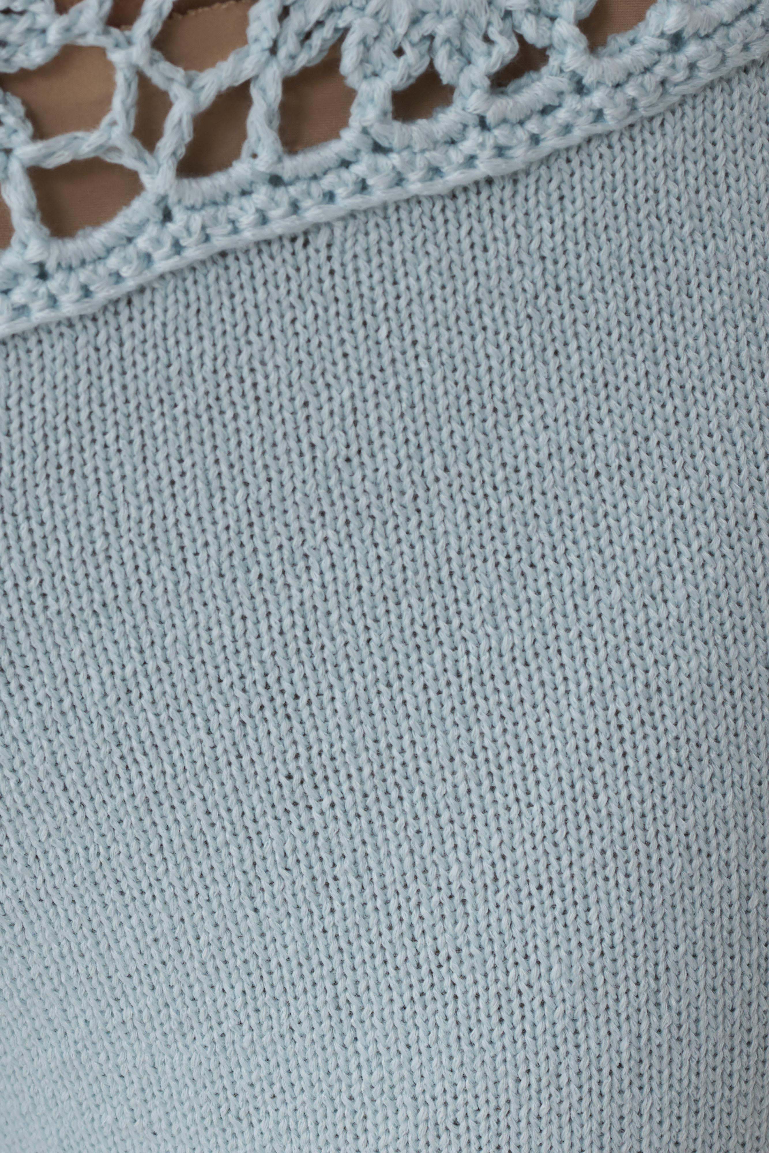 Miley Crochet Waistband Straight Leg Pant - Pale Aqua
