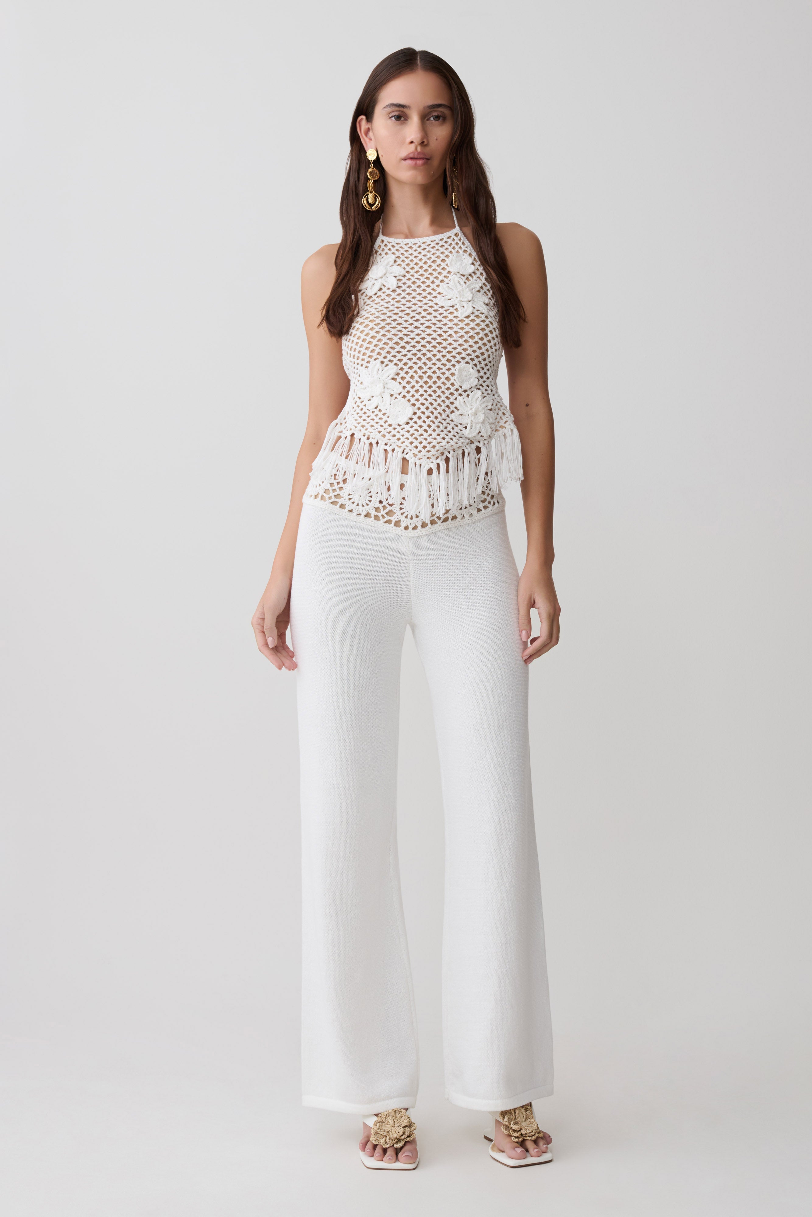 Miley Crochet Halter Top - Ivory