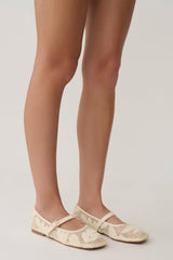 Brighton Lace Applique Flats - Ivory
