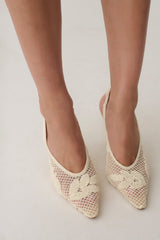 Guinevere Lace Applique Heel - Ivory