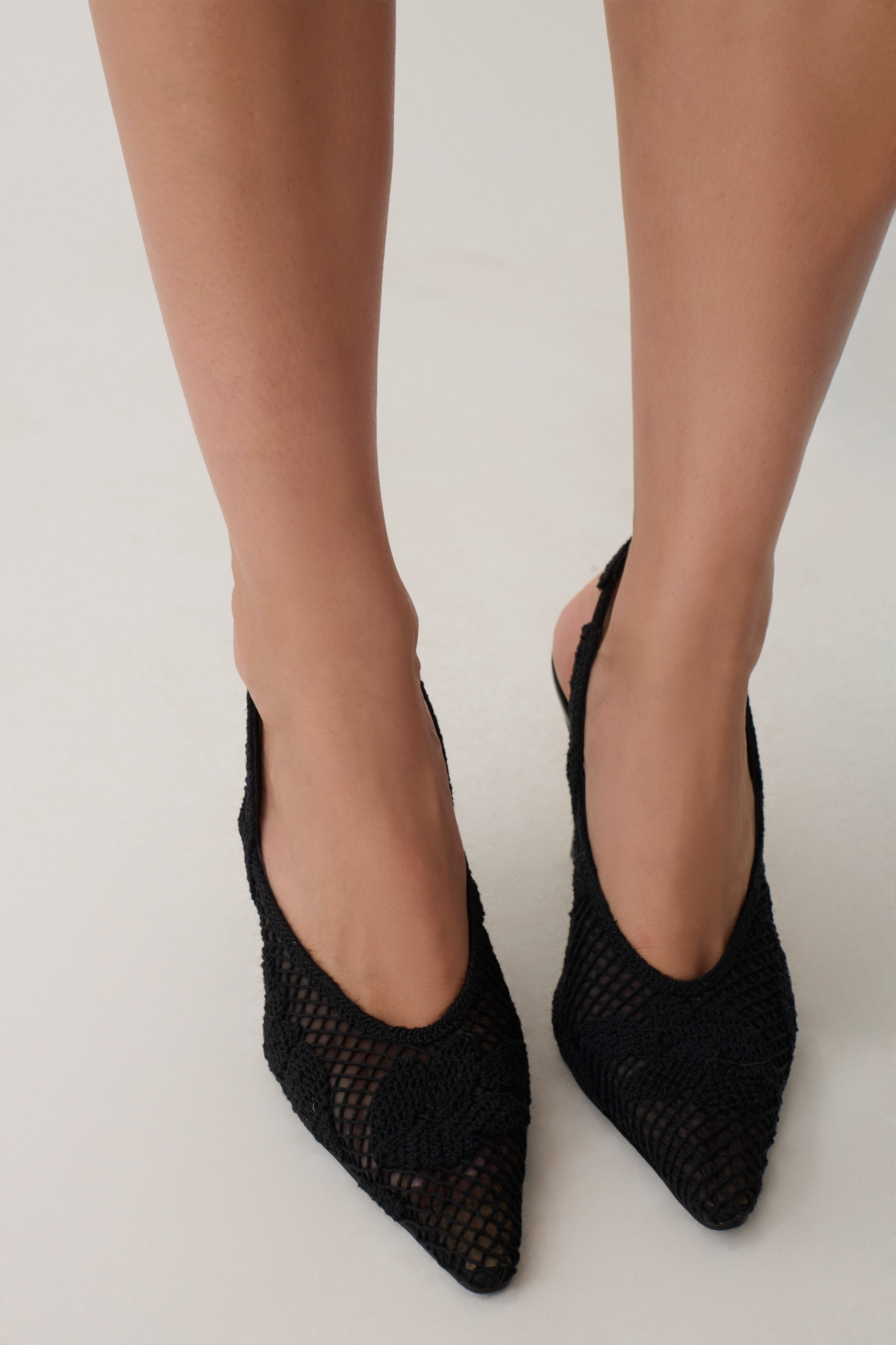 Guinevere Lace Applique Heel - Black