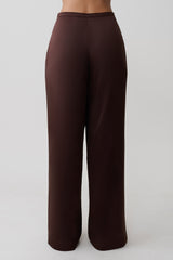 Kayla Silk Blend Straight Leg Pants - Dark Chocolate