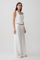 Vianna Broderie Ribbed Tank Top - Ivory