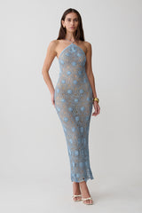 Sam Halter Hand Crochet Maxi Dress - Periwinkle