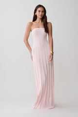 Pia Ribbed Strapless Maxi Dress - Baby Pink