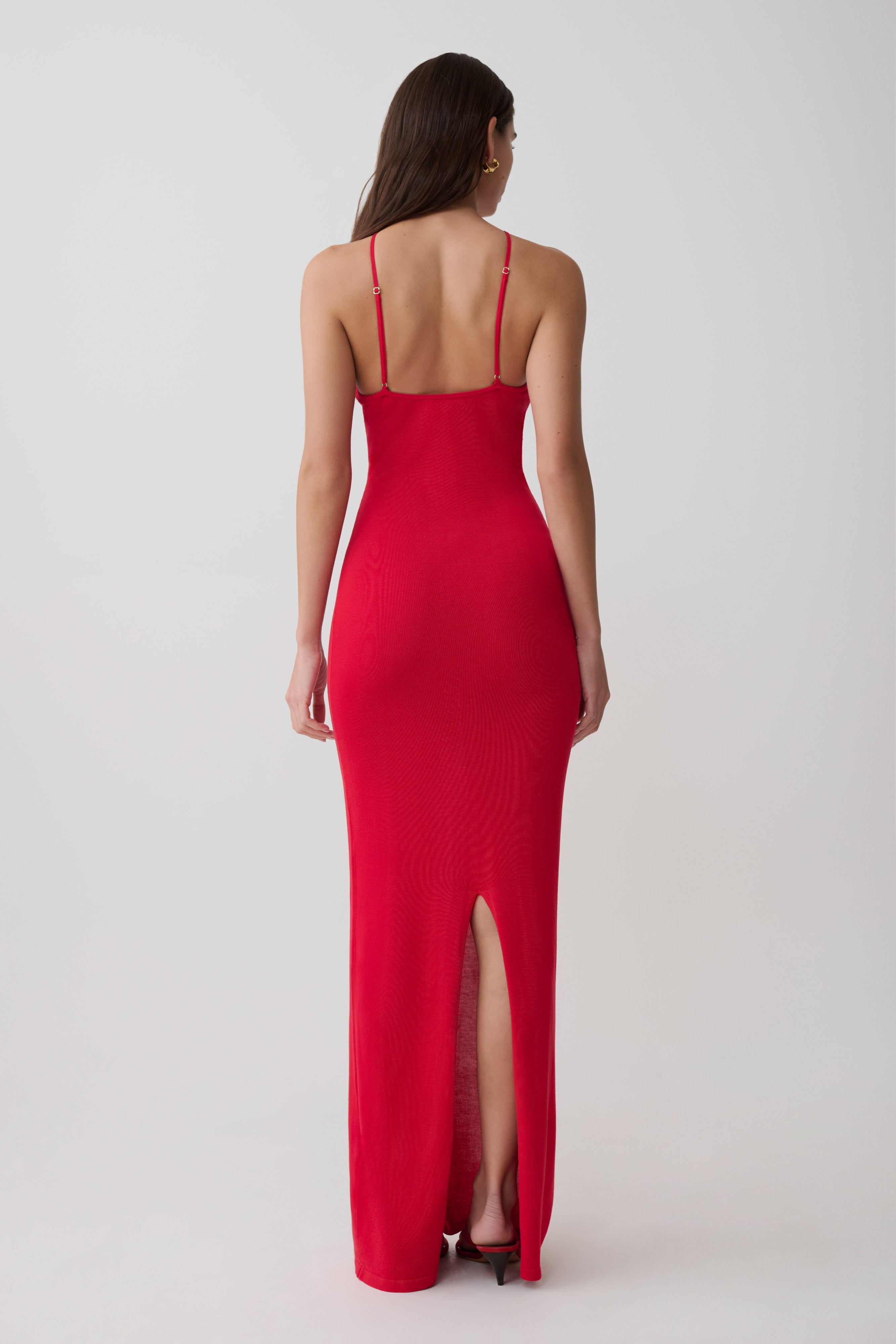 Ashtin Cross Front Knit Maxi Dress - Red