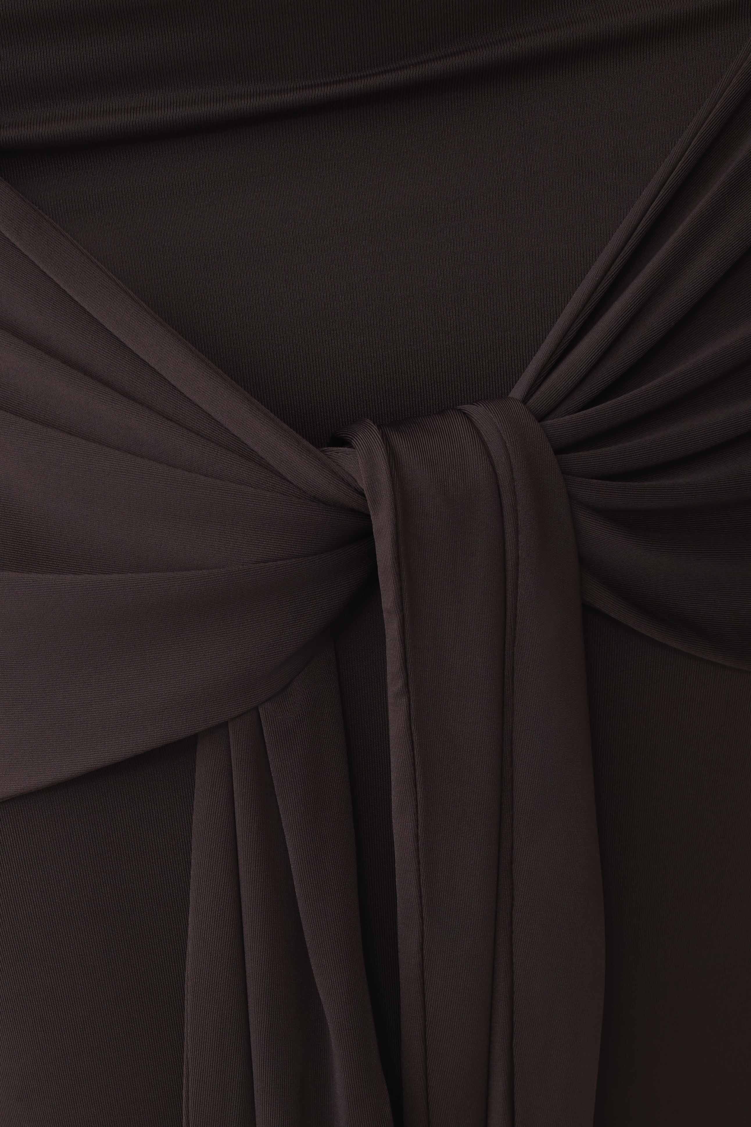 Maiara Shortsleeve Slinky Tie Maxi Dress - Chocolate