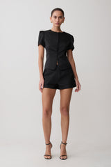 Anne Satin Mini Short - Black