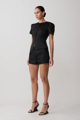Anne Satin Mini Short - Black