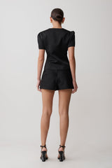 Anne Satin Mini Short - Black