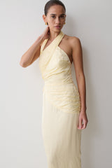 Chiara Halter Satin Maxi Dress - Buttermilk