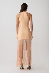 Abigail V Neck Fringe Maxi Dress - Orange