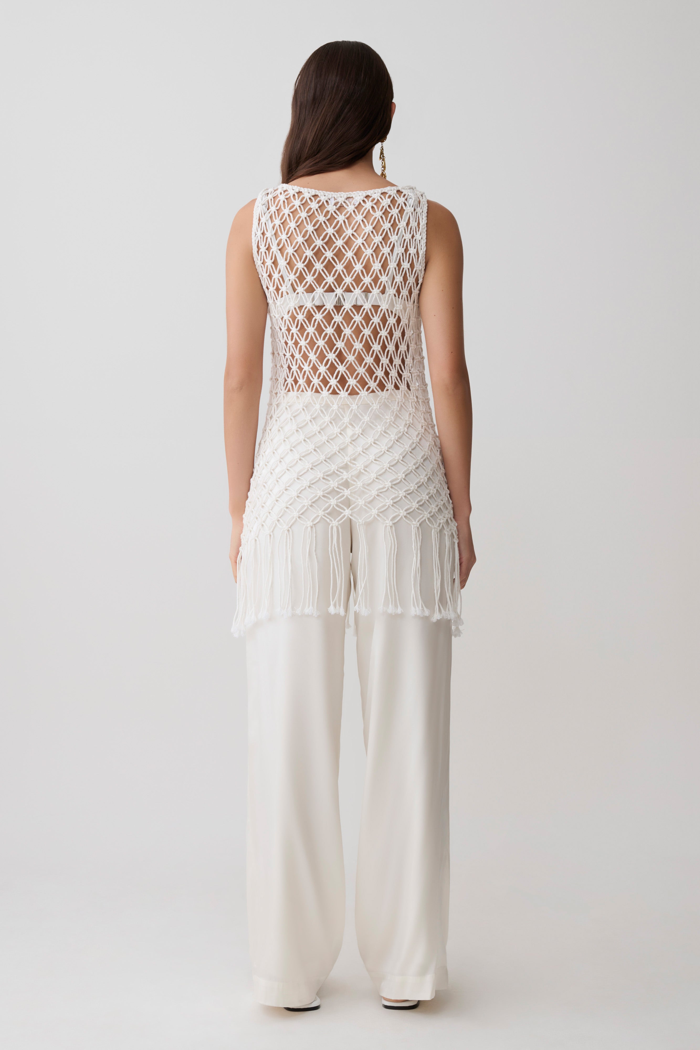 Devlin Macrame Tassel Mini Dress - Ivory