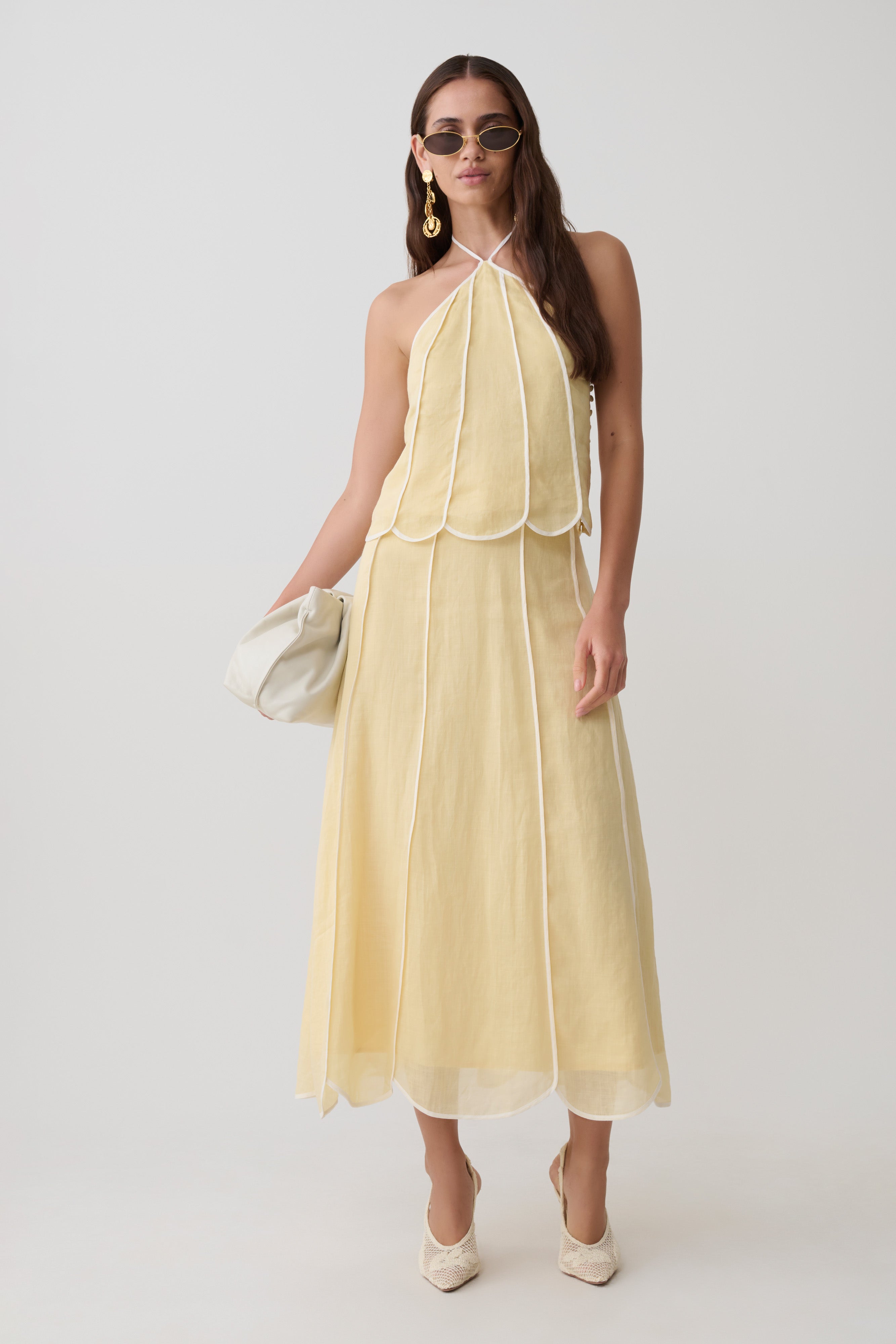 Georgia Panelled Midi Skirt - Butter