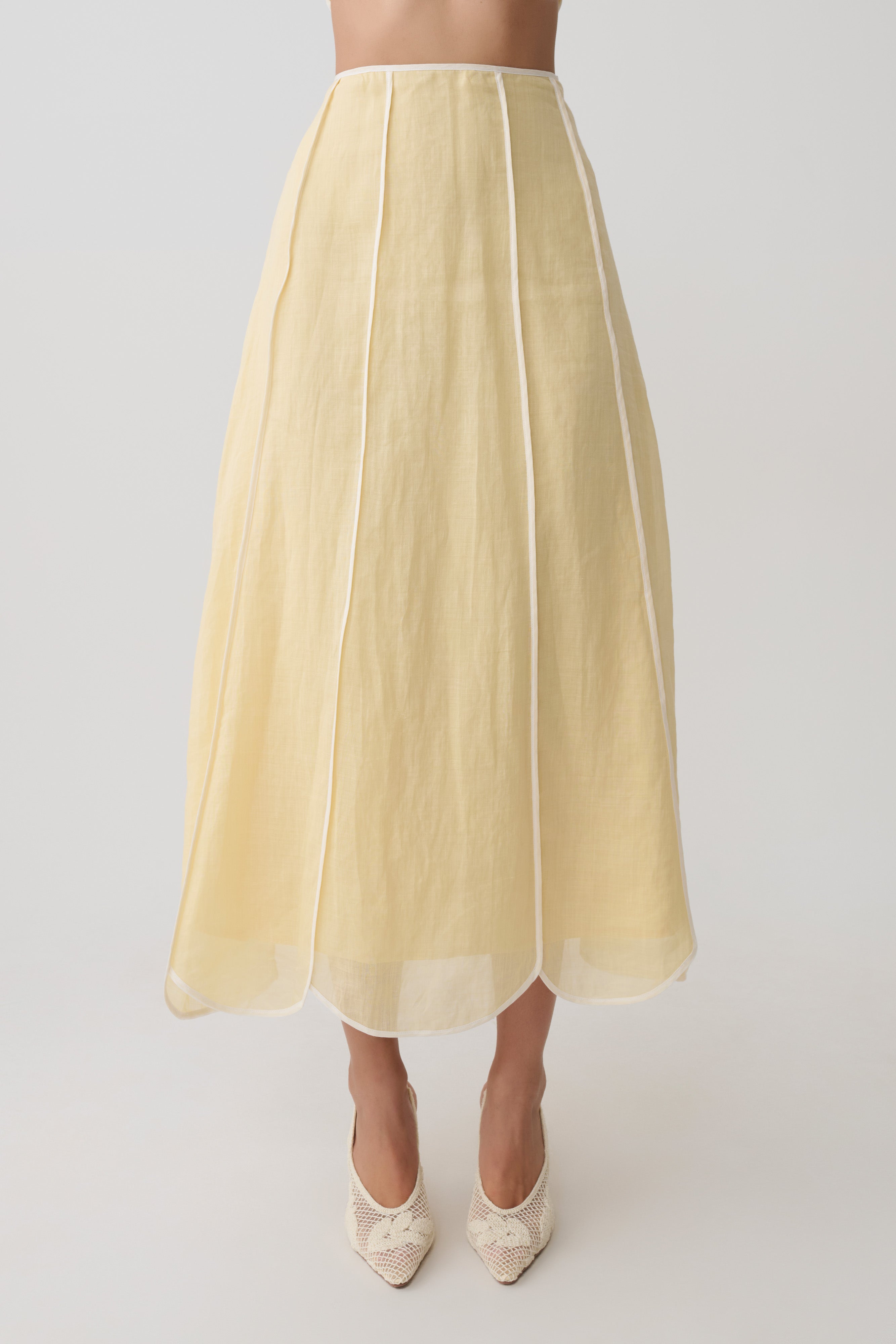 Georgia Panelled Midi Skirt - Butter