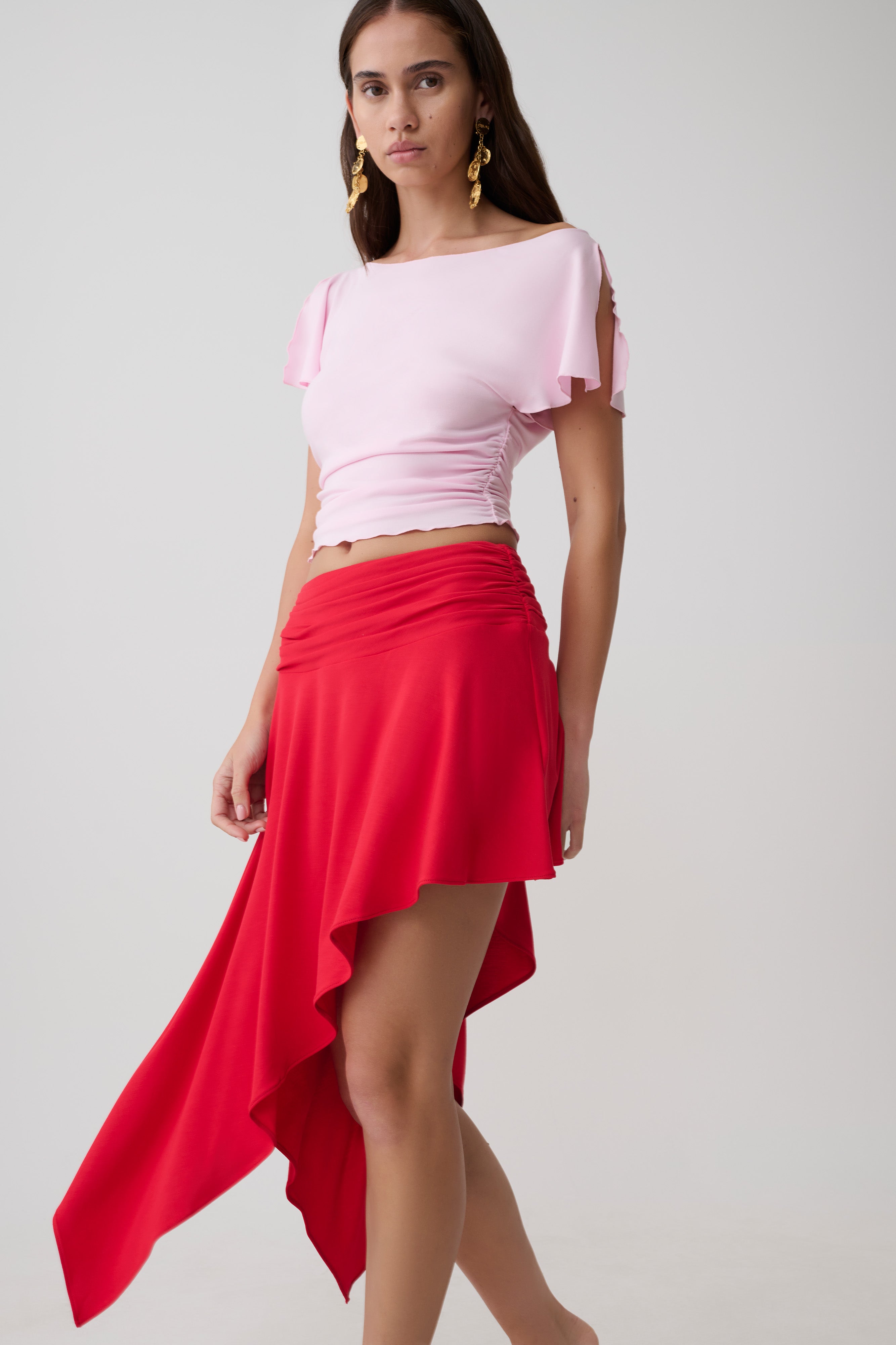 Talise Modal Flounce Short Sleeve Top - Ballet Pink