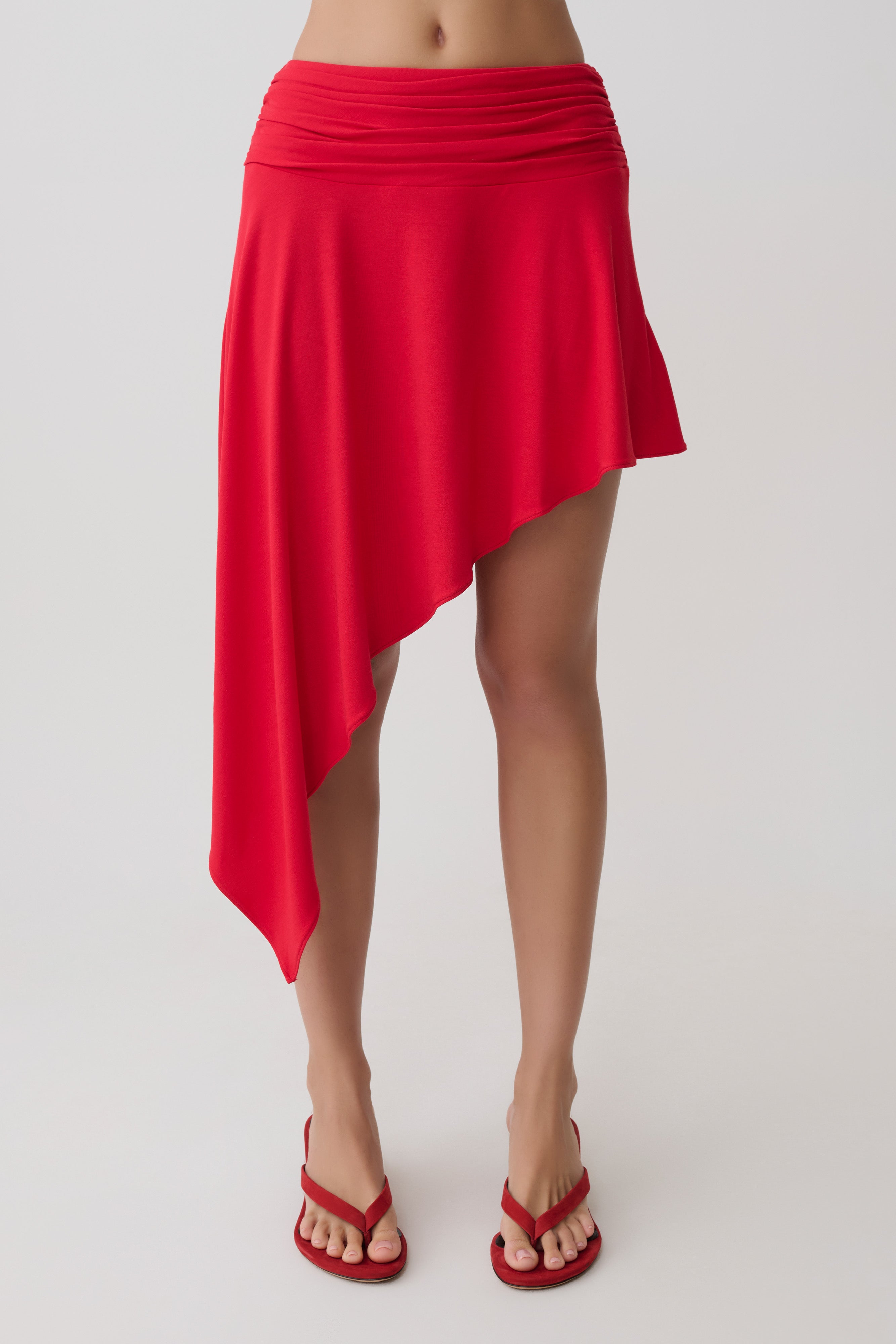 Talise Modal Hankie Midi Skirt - Red