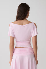 Talise Modal Flounce Short Sleeve Top - Ballet Pink