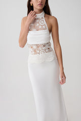 Tessie Knit & Crochet Maxi Dress - Ivory