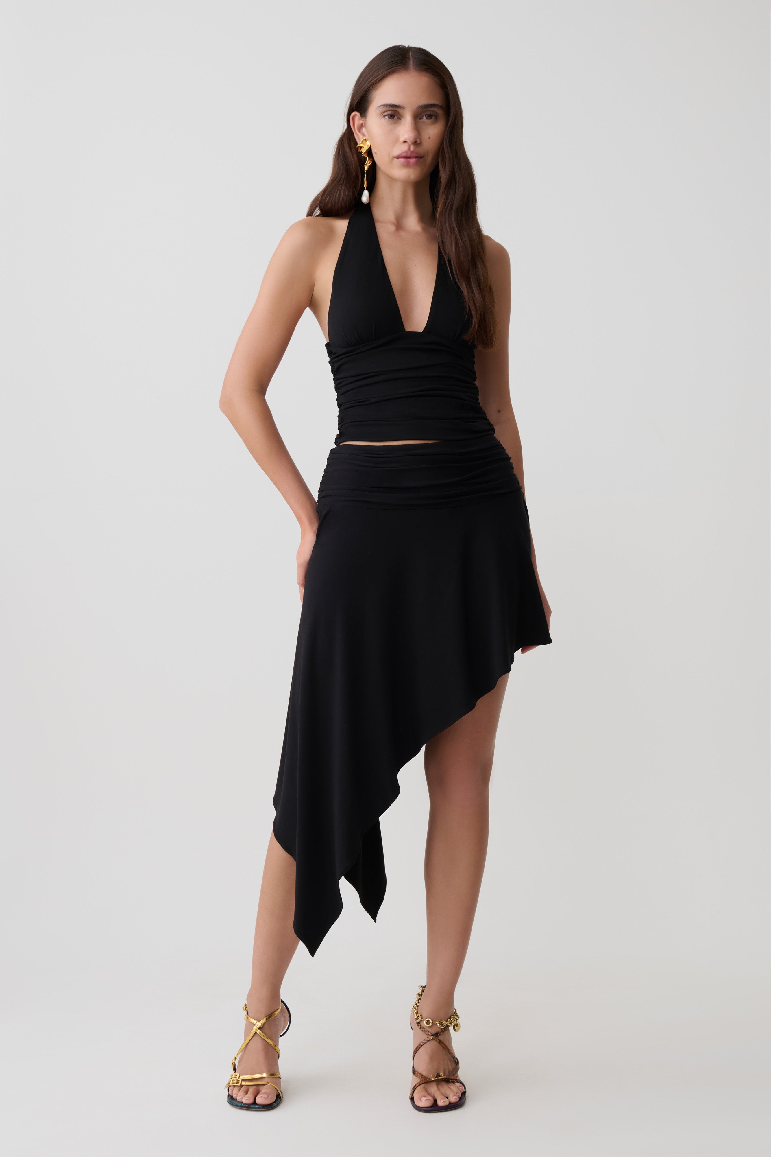 Talise Modal Hankie Midi Skirt - Black