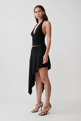 Talise Modal Hankie Midi Skirt - Black