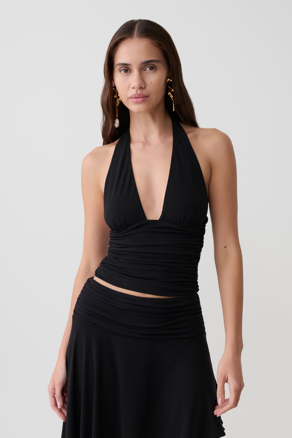 Peregrine Modal Gathered Halter Top - Black