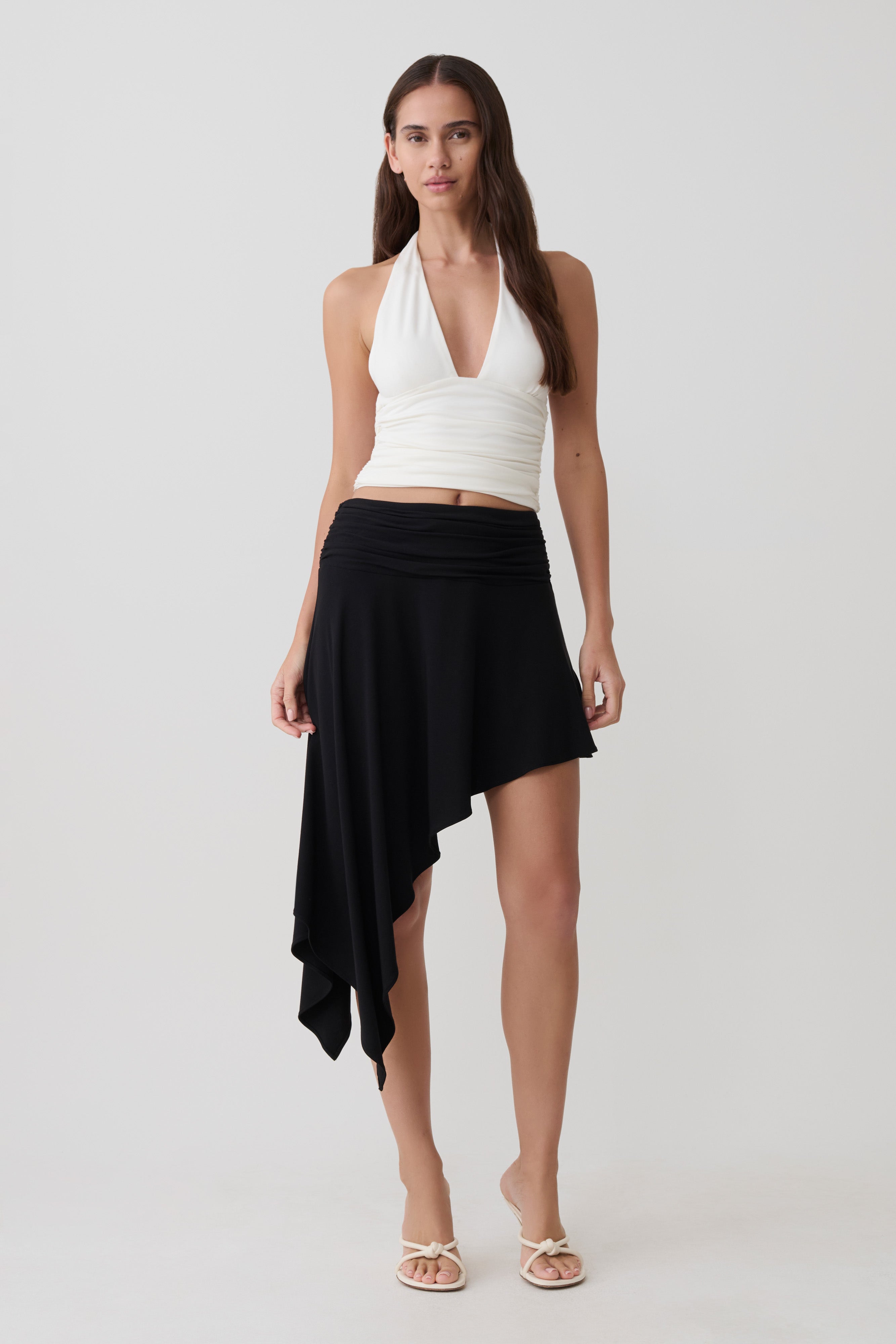 Talise Modal Hankie Midi Skirt - Black