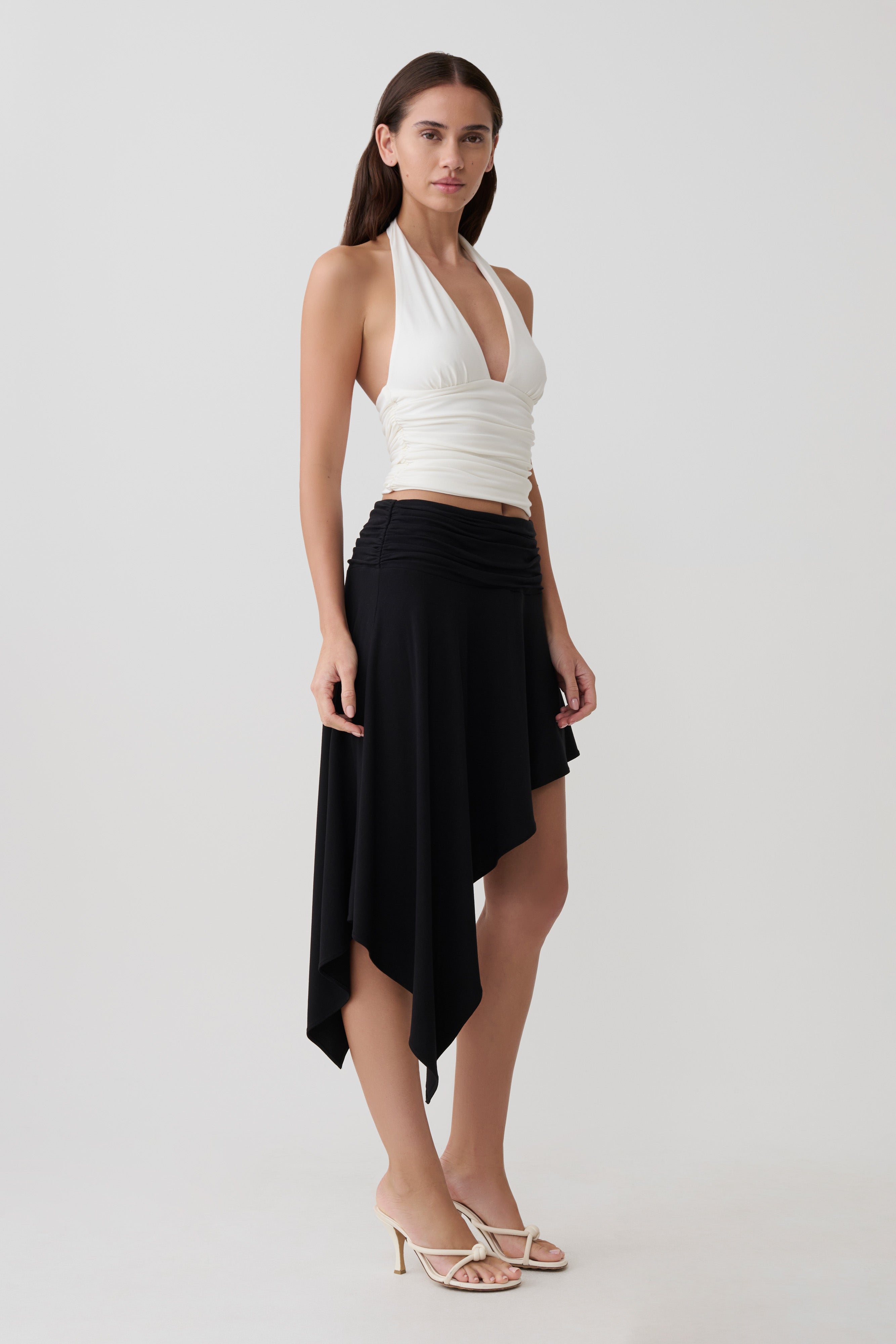 Talise Modal Hankie Midi Skirt - Black