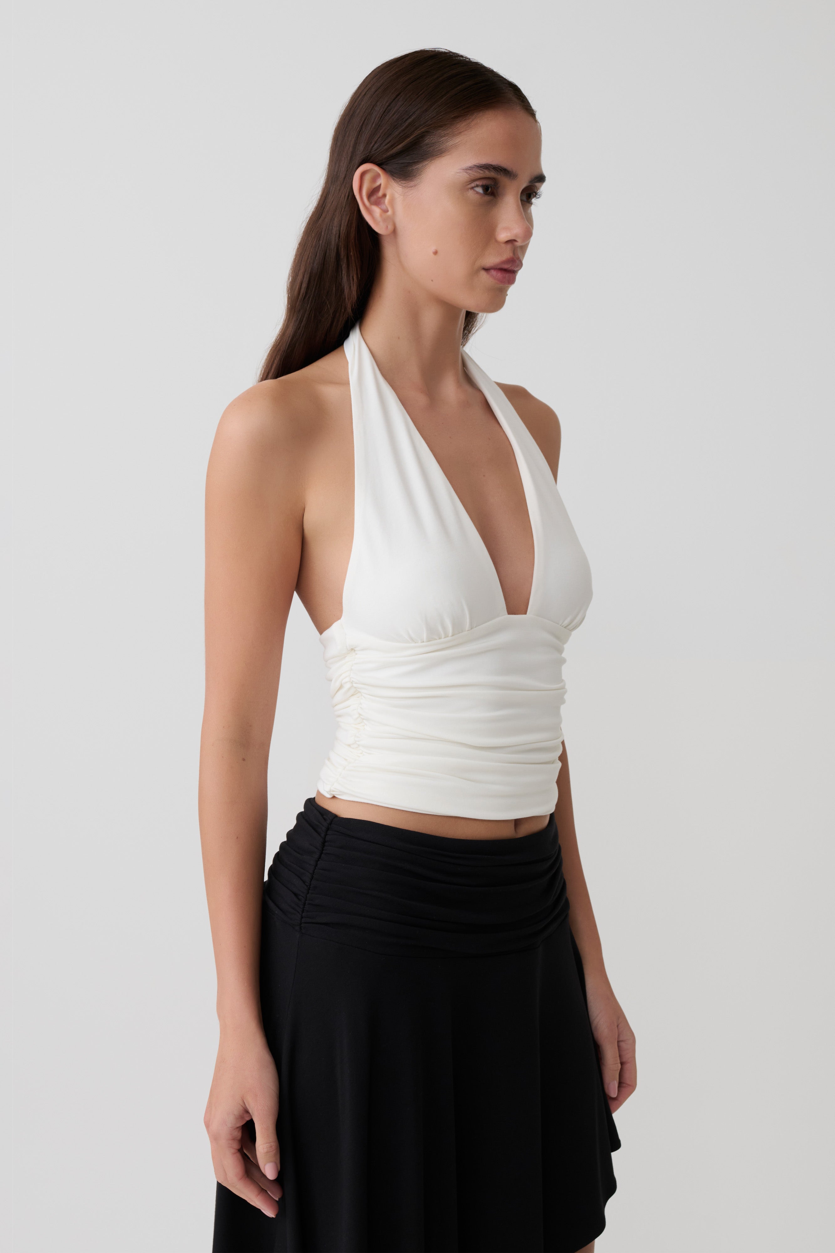 Peregrine Modal Gathered Halter Top - White