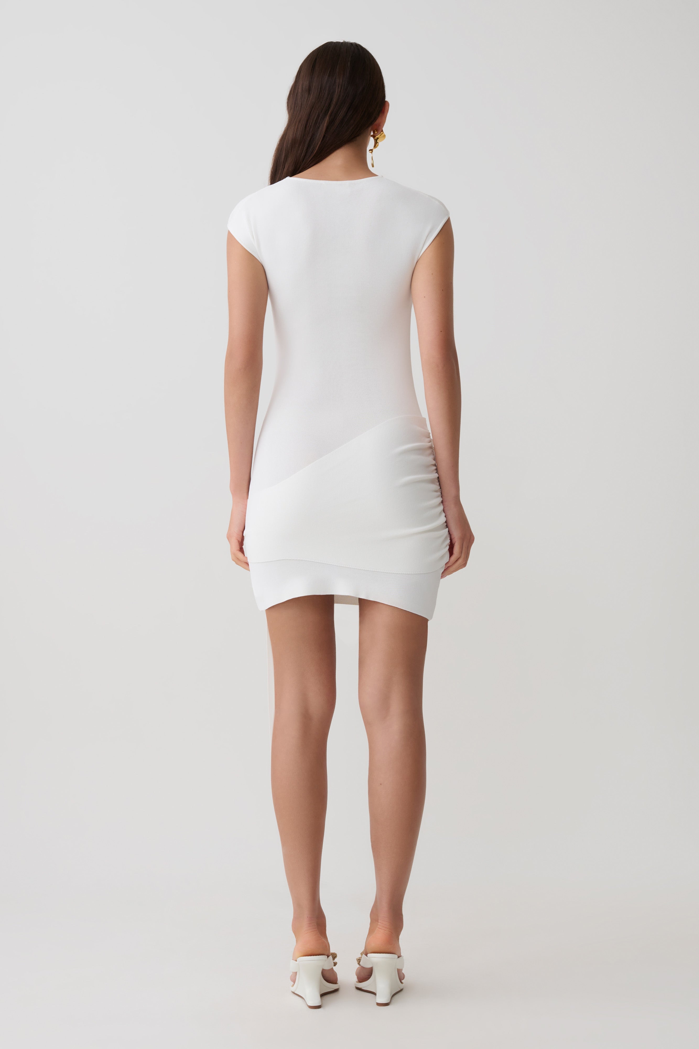 Freida Knit Mini Dress With Sash - Ivory