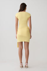 Freida Knit Mini Dress With Sash - Lemon