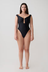 Yumi U-Wire Plunge One Piece Swimsuit - Black